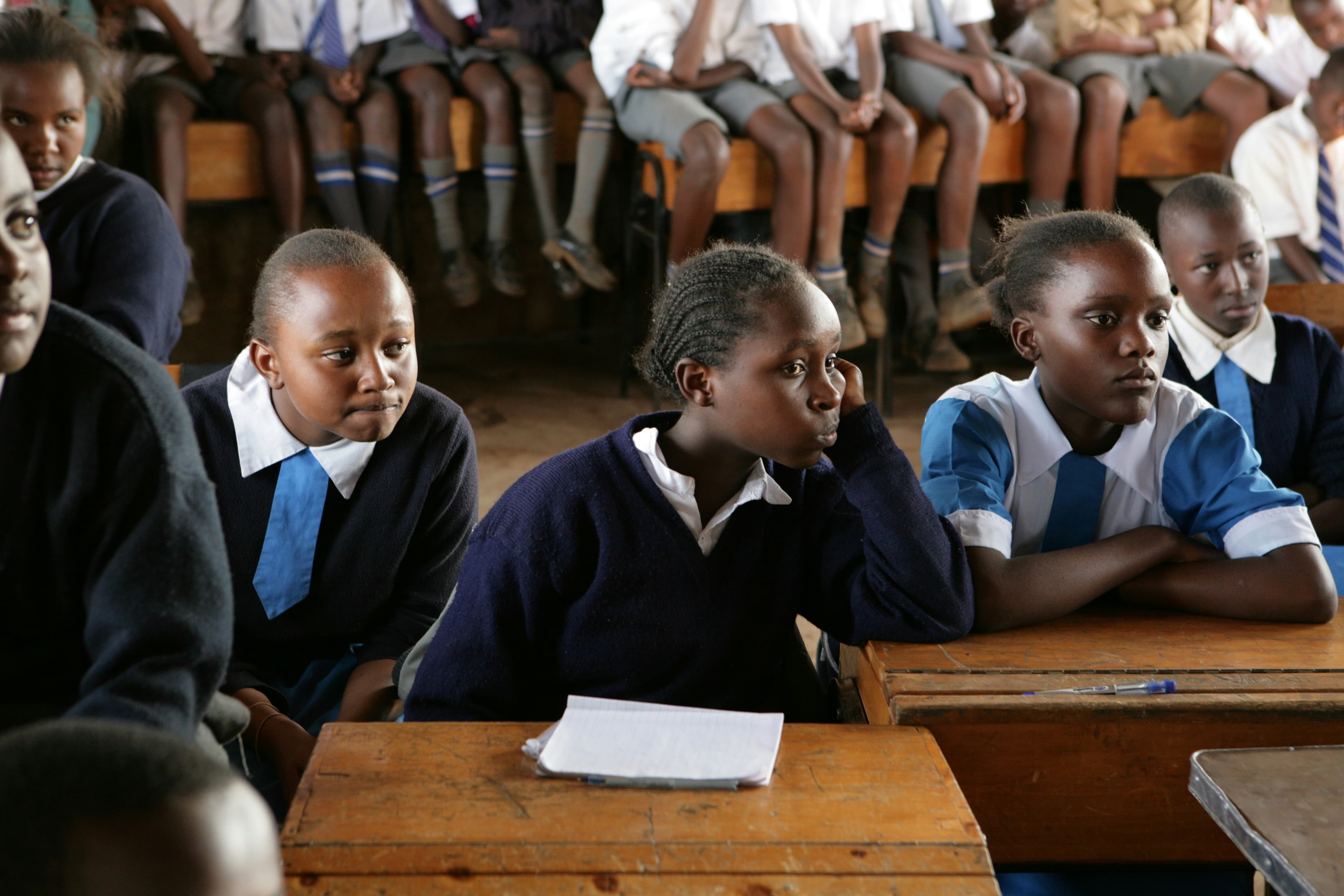 Children gathered in a classroom supported by the foundation