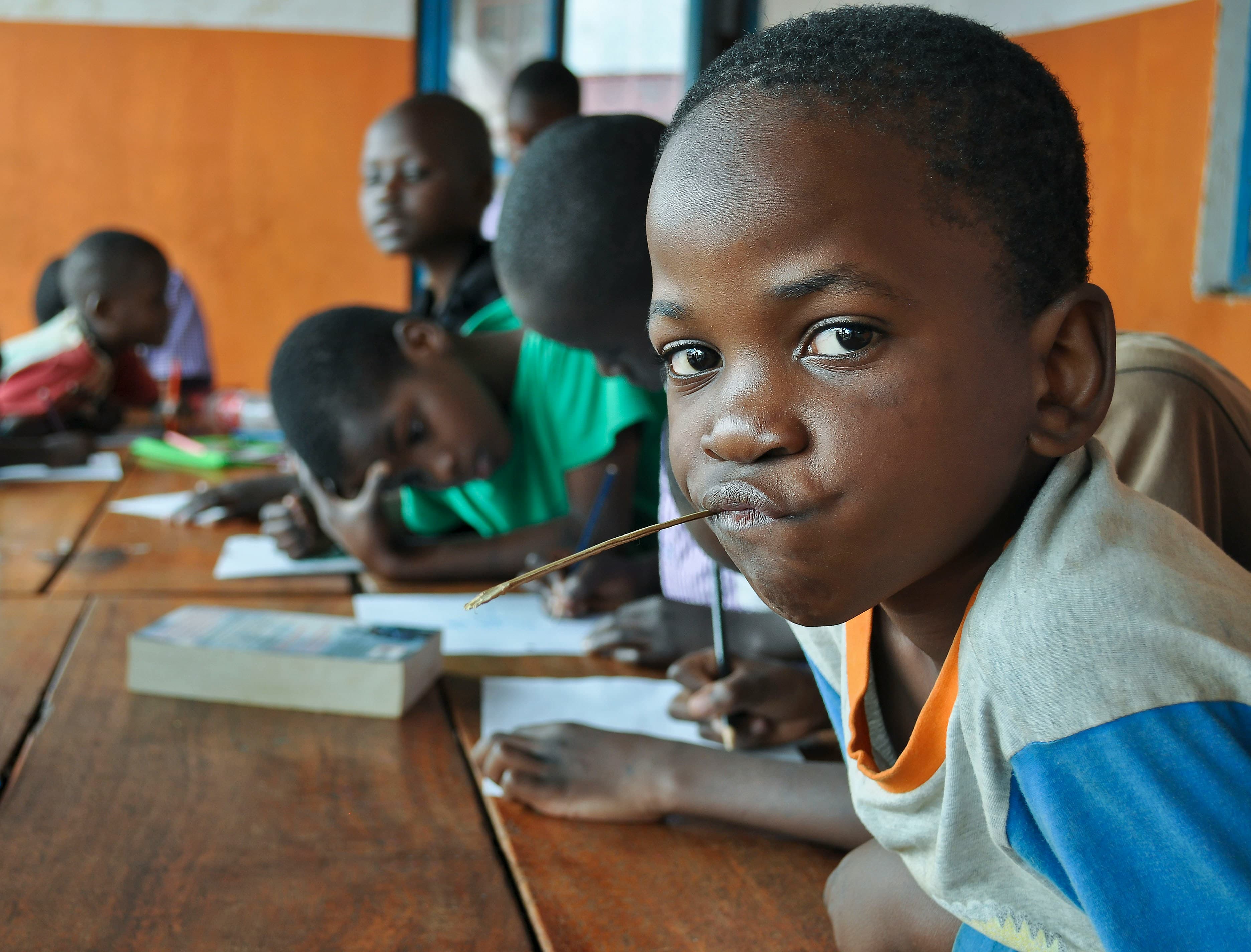 Children gathered at a community support center